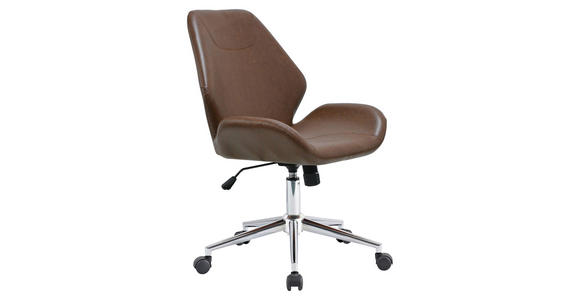 DREHSTUHL Lederlook Chromfarben, Dunkelbraun - Chromfarben/Dunkelbraun, Design, Kunststoff/Textil (59,5/91-101/62cm) - Hom`in