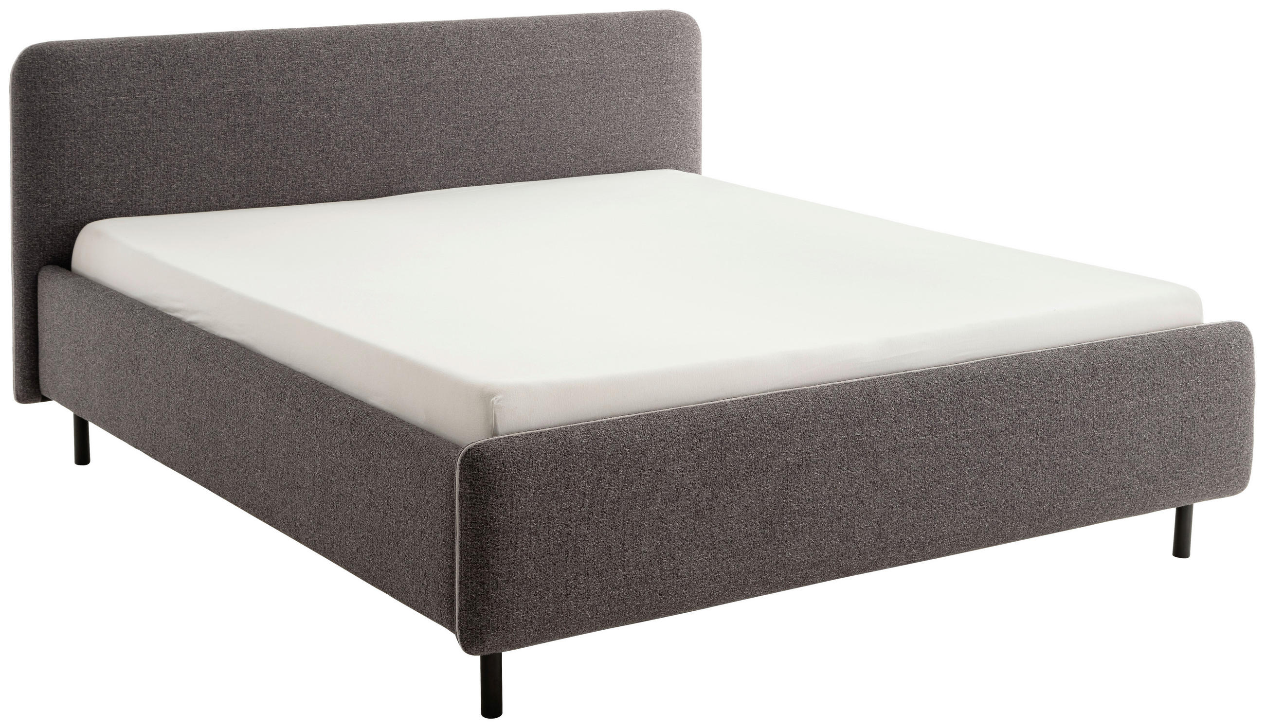 POLSTERBETT 180/200 cm,  in Anthrazit, Silberfarben, Lattenrost, Bettkasten,  - Birkefarben/Anthrazit, Design, Holz/Textil (180/200cm) - Xora