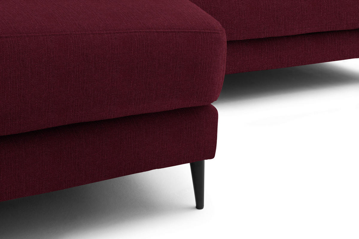 ECKSOFA in Flachgewebe Rot  177/253 cm  - Rot/Schwarz, Design, Textil/Metall (177/253cm) - Dieter Knoll