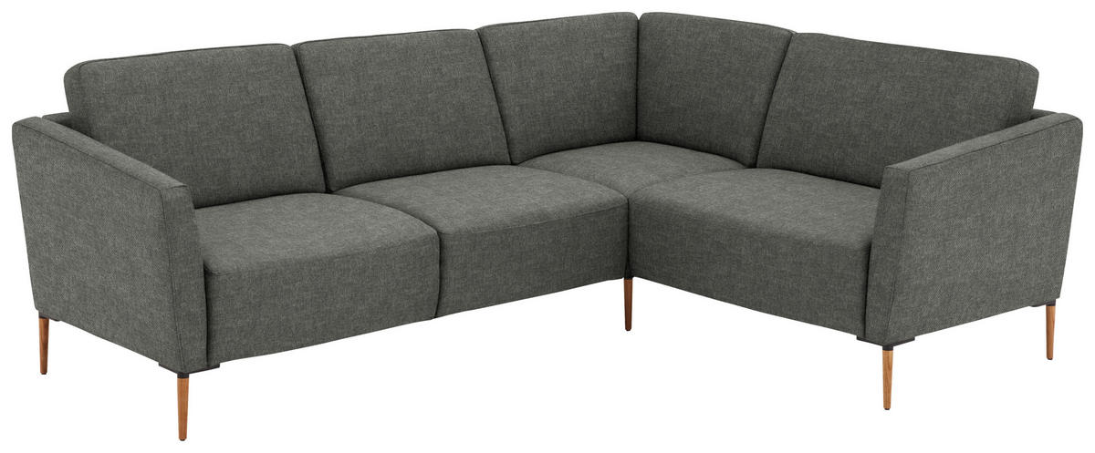 ECKSOFA  in Flachgewebe Grau  238/186 cm  - Eichefarben/Grau, Design, Holz/Textil (238/186cm) - Valnatura