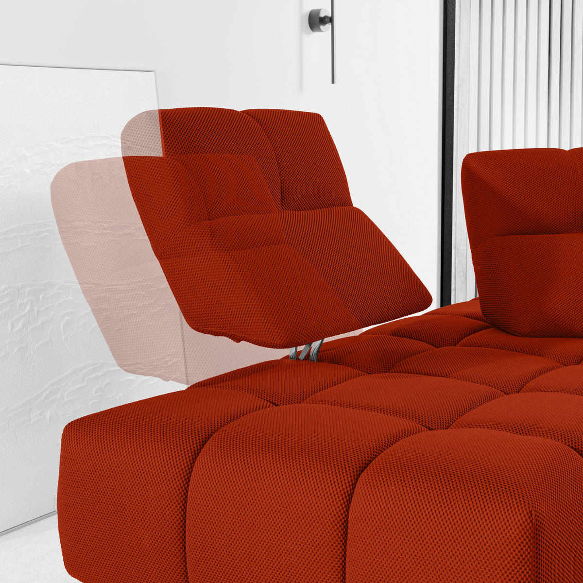 ECKSOFA in Struktur Dunkelorange  - Dunkelorange/Schwarz, Design, Kunststoff/Textil (233/313cm) - Emilio Belluti