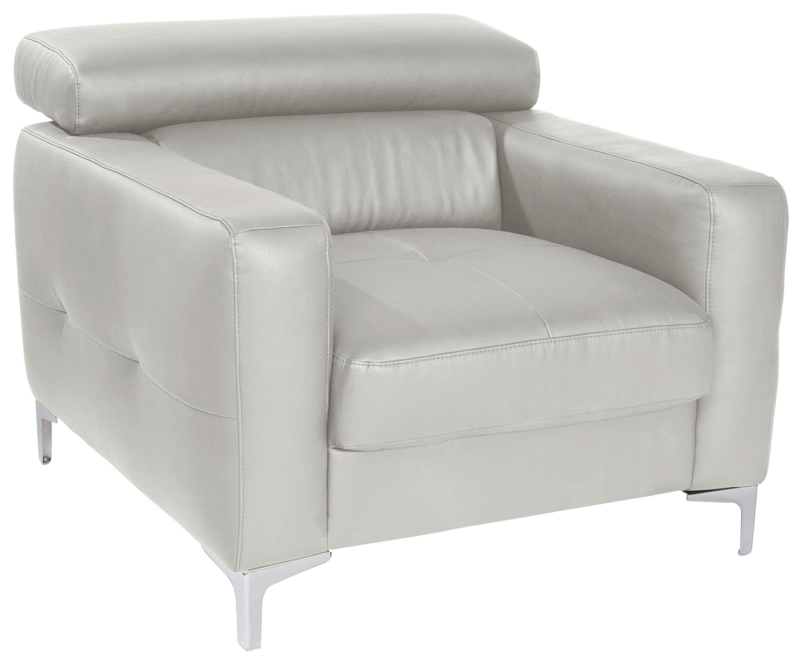 SESSEL in Echtleder Weiss  - Chromfarben/Weiss, Design, Leder/Metall (99/78-92/106cm) - Livetastic