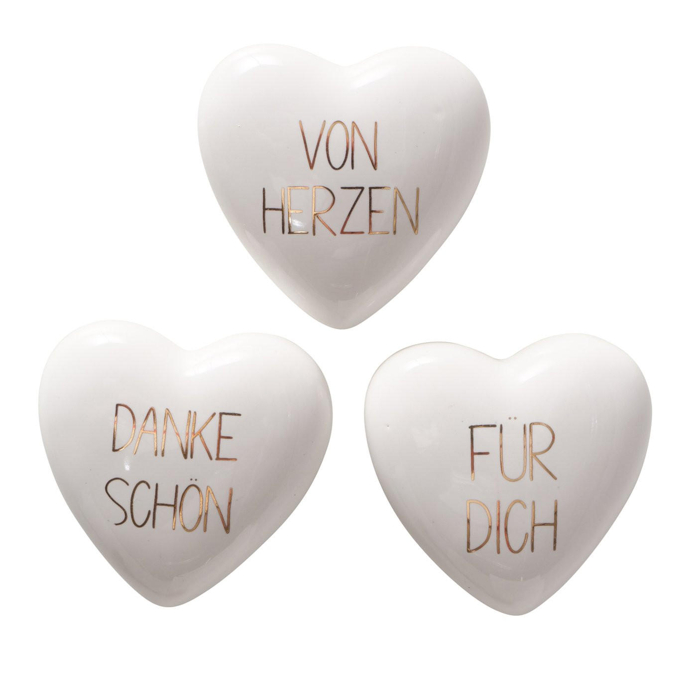 DEKOHERZ - Goldfarben/Weiß, Basics, Keramik (6,2/6,3/2,5cm)