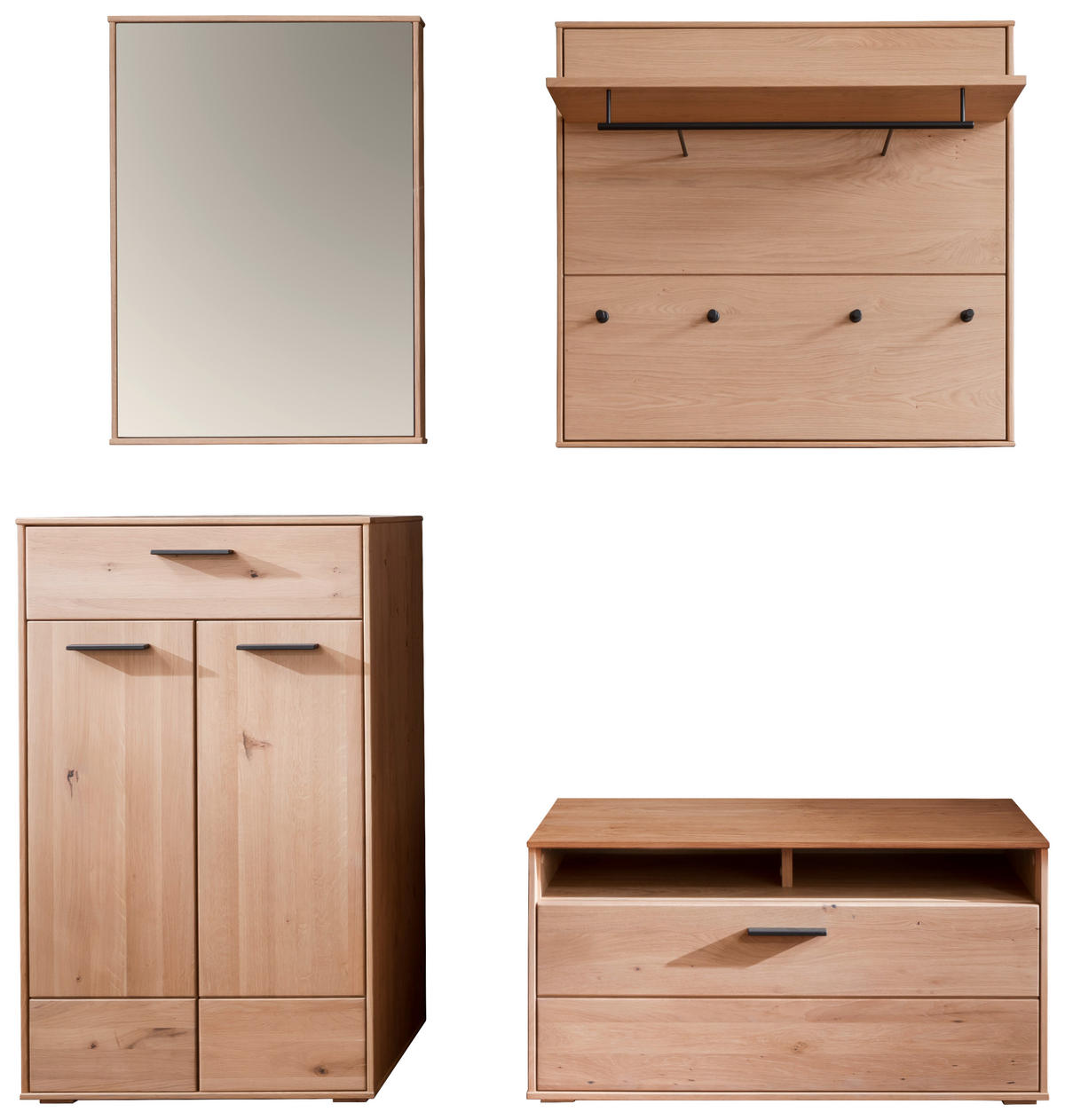 SKOSKÅP  i 63/105/38 cm  - svart/ekfärgad, Natur, metall/trämaterial (63/105/38cm) - MID.YOU