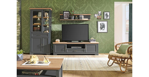 HIGHBOARD  143/150/42 cm 3 Schublade(n)  - Graphitfarben/Eiche Artisan, ROMANTIK / LANDHAUS, Holzwerkstoff/Metall (143/150/42cm) - Hom`in