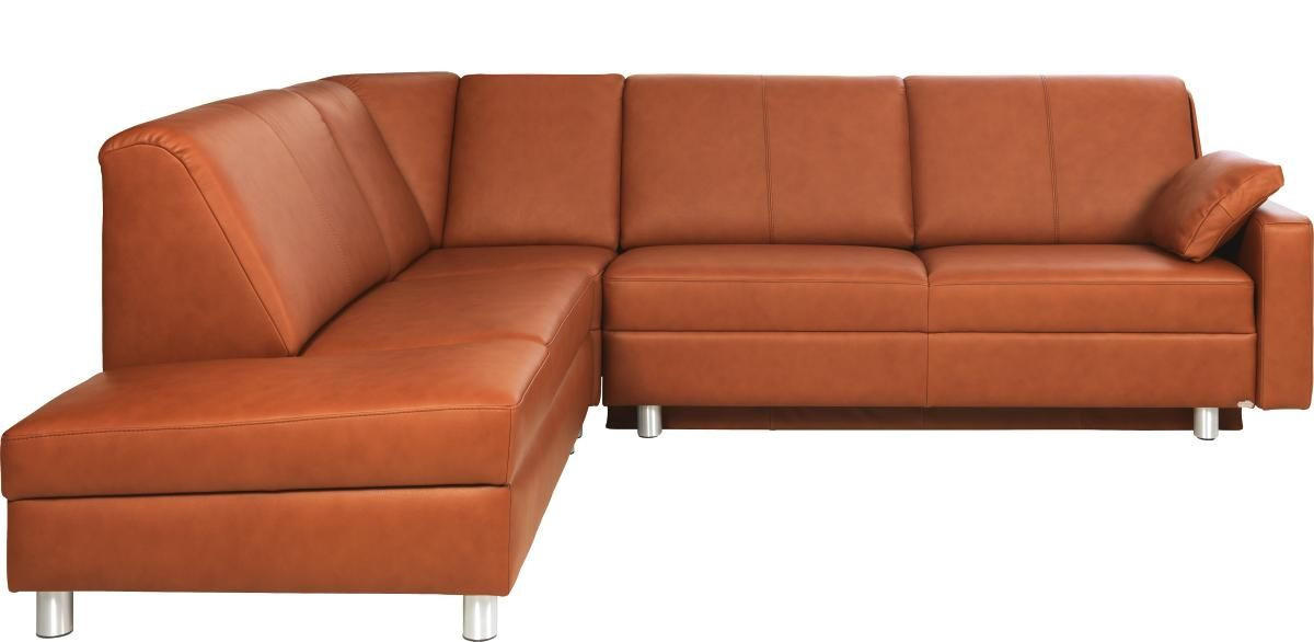 ECKSOFA in Echtleder Honig  217/268 cm  - Alufarben/Honig, KONVENTIONELL, Leder/Metall (217/268cm) - Sedda