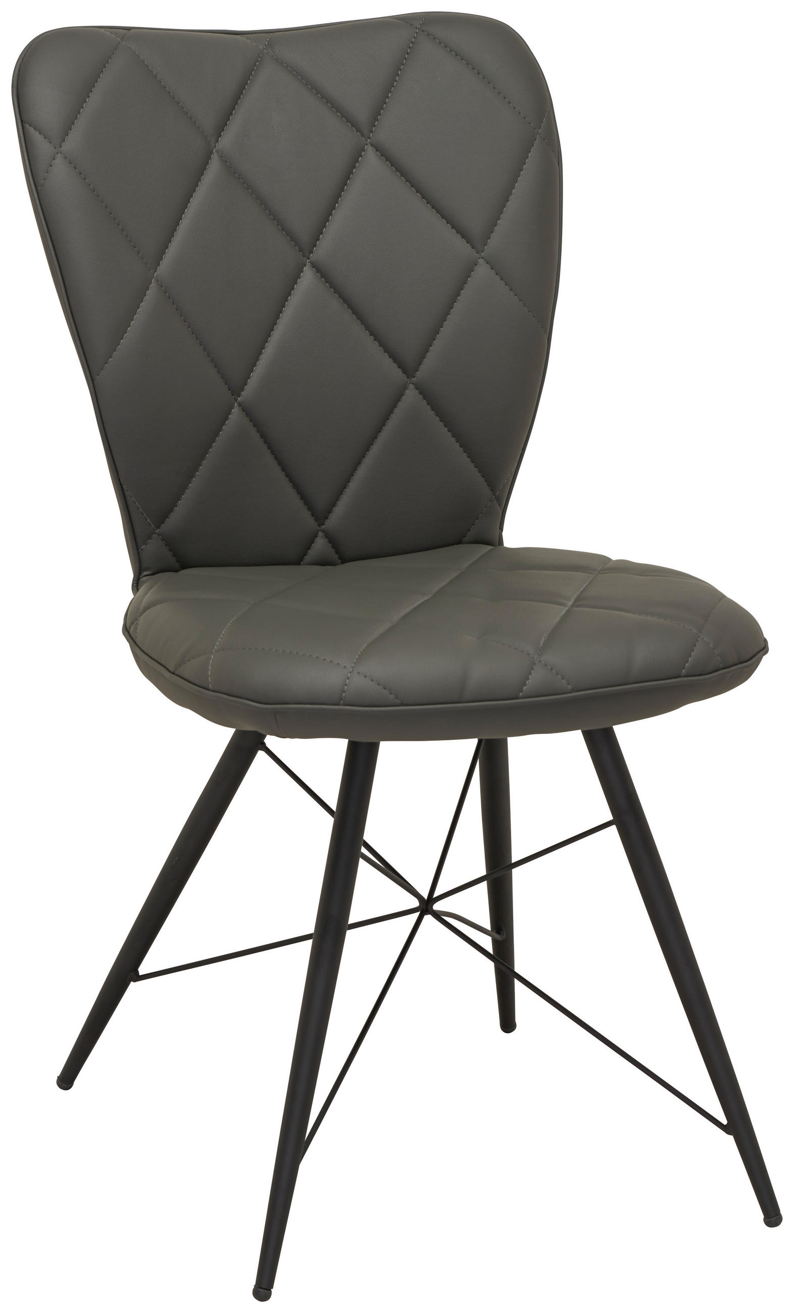 STOL, kovina, usnje siva, črna  - siva/črna, Design, kovina/usnje (49/90/61cm) - Hom`in