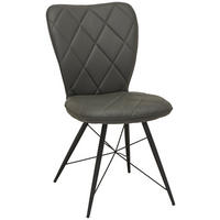 STOL, kovina, usnje siva, črna  - črna/siva, Design, kovina/usnje (49/90/61cm) - Hom`in