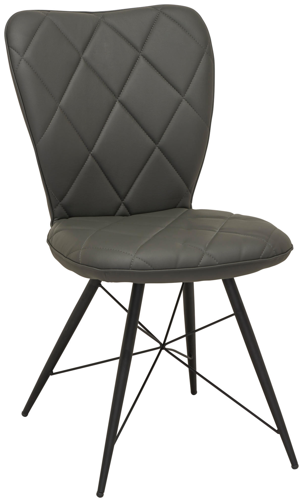 STOL, kovina, usnje siva, črna  - črna/siva, Design, kovina/usnje (49/90/61cm) - Hom`in