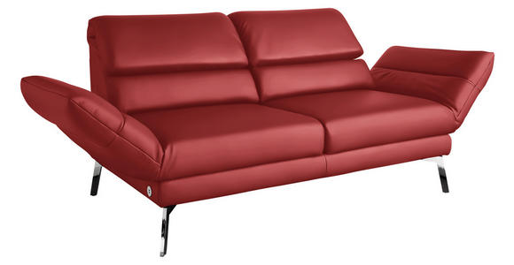 2-SITZER-SOFA in Echtleder Rot  - Chromfarben/Rot, Design, Leder/Metall (172-226/83/96cm) - Dieter Knoll