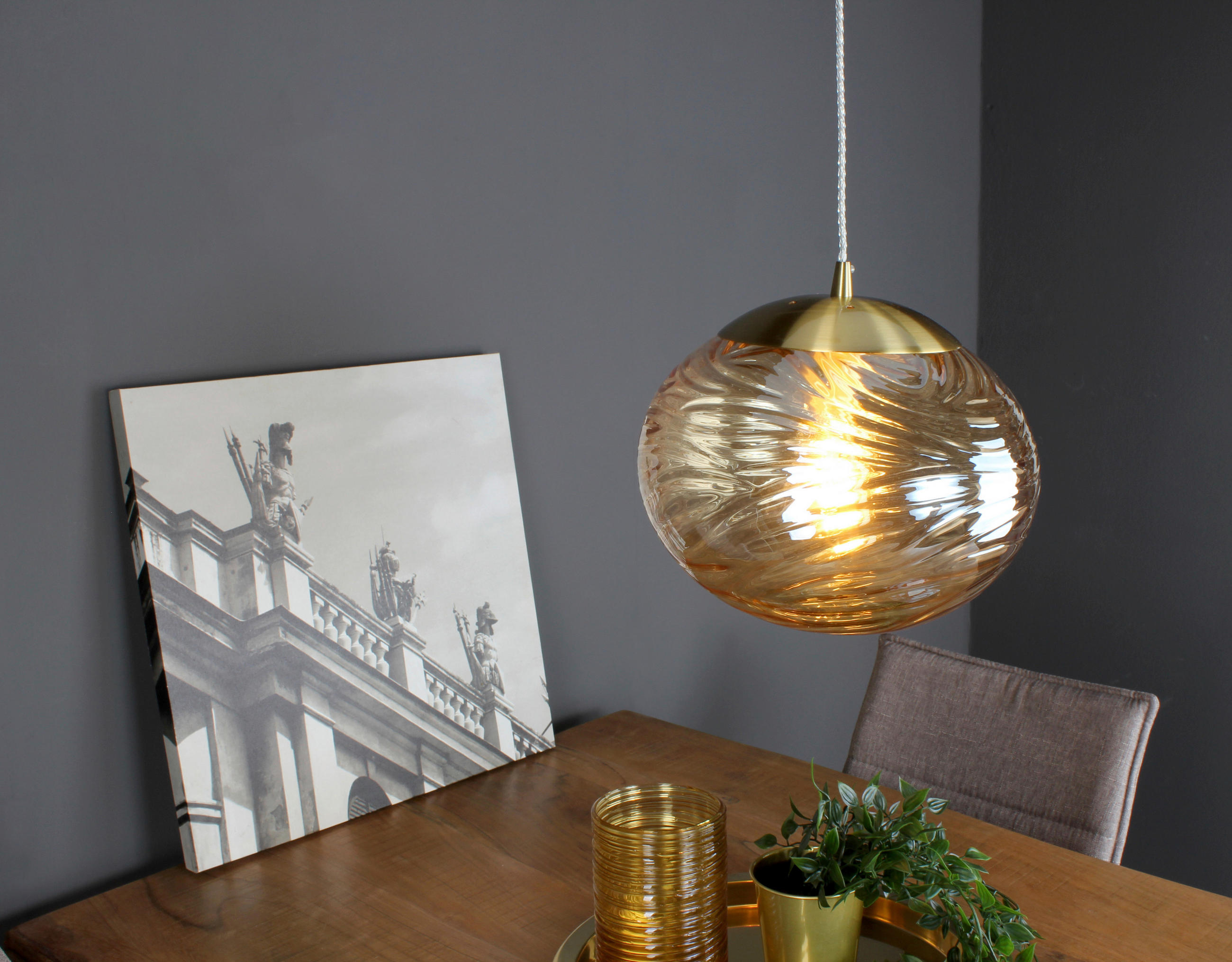 HÄNGELEUCHTE Nereide 30/24,8 cm   - Champagner, KONVENTIONELL, Glas (30/24,8cm)