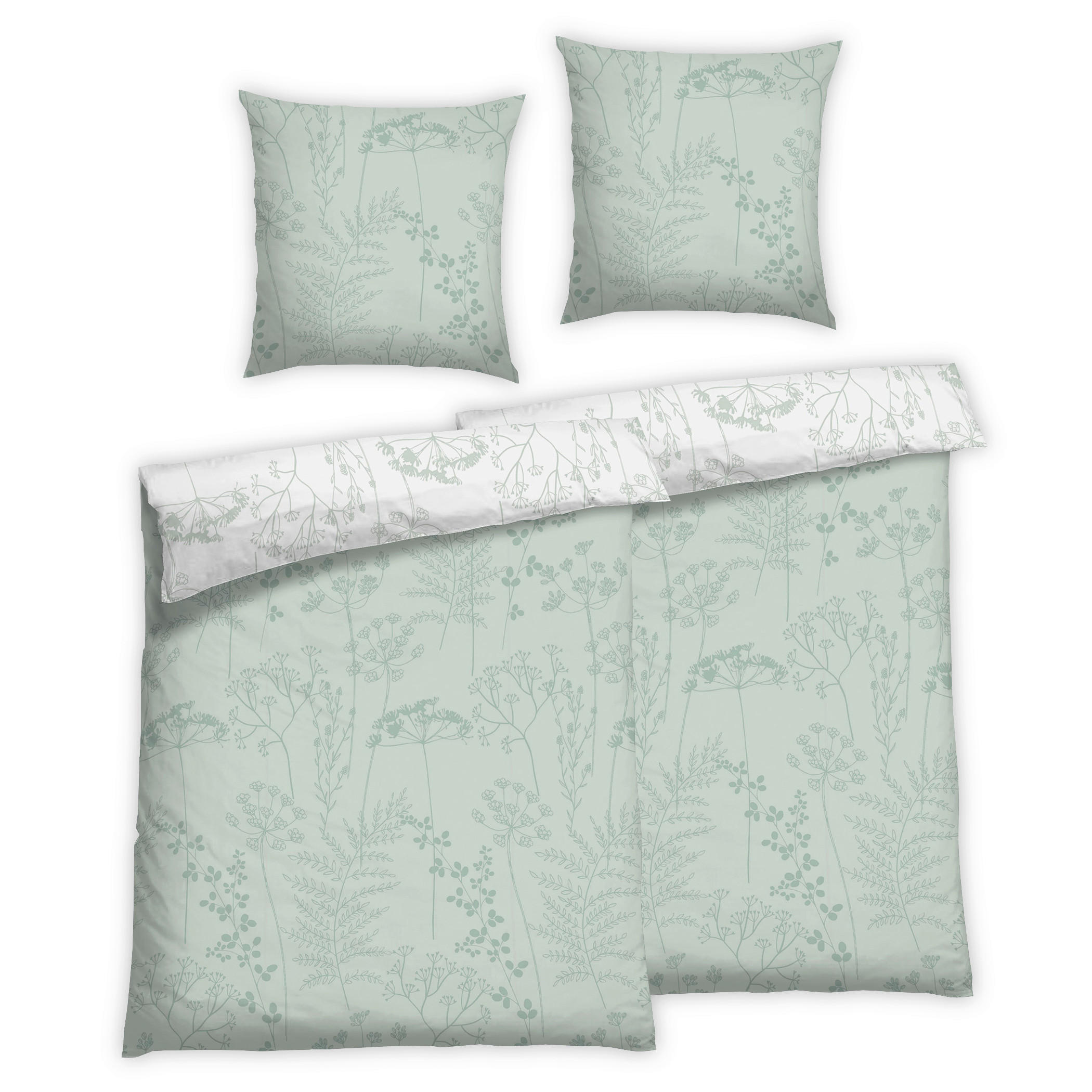 Bettwäsche 2er Set 4-teilig Flanell 135/200 cm  - Hellgrau, Design, Textil (135/200cm) - Florella