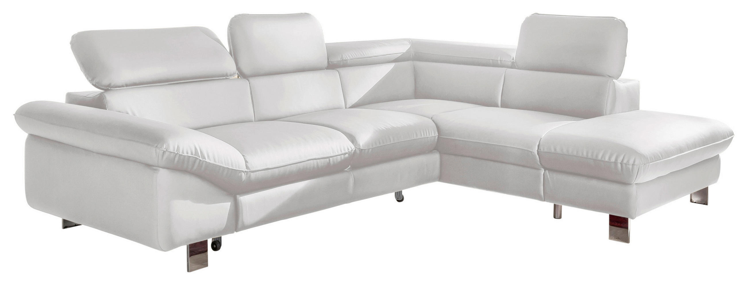 WOHNLANDSCHAFT Weiß Lederlook  - Chromfarben/Weiß, MODERN, Textil/Metall (266/214cm) - MID.YOU