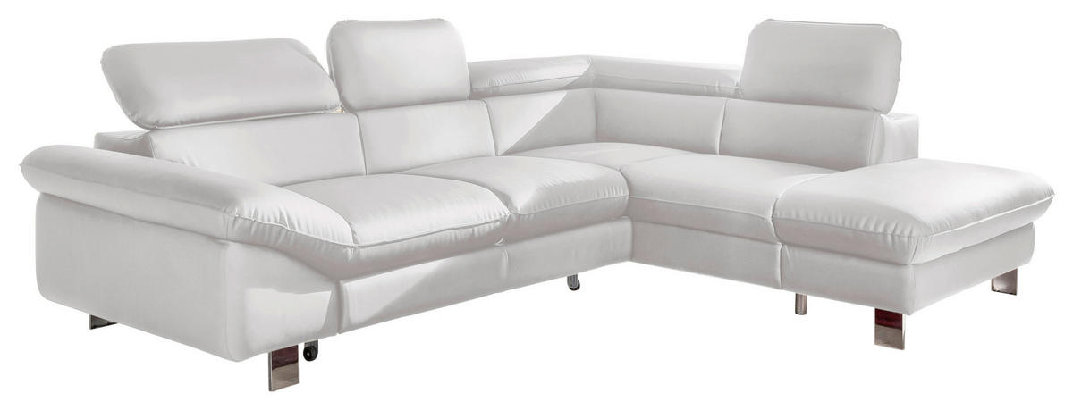 WOHNLANDSCHAFT in Lederlook Weiß  - Chromfarben/Weiß, MODERN, Textil/Metall (266/214cm) - MID.YOU