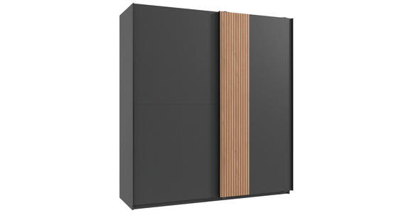 SCHWEBETÜRENSCHRANK  in Graphitfarben, Eiche Artisan  - Schwarz/Graphitfarben, Trend, Holzwerkstoff/Metall (180/198/65cm) - Carryhome
