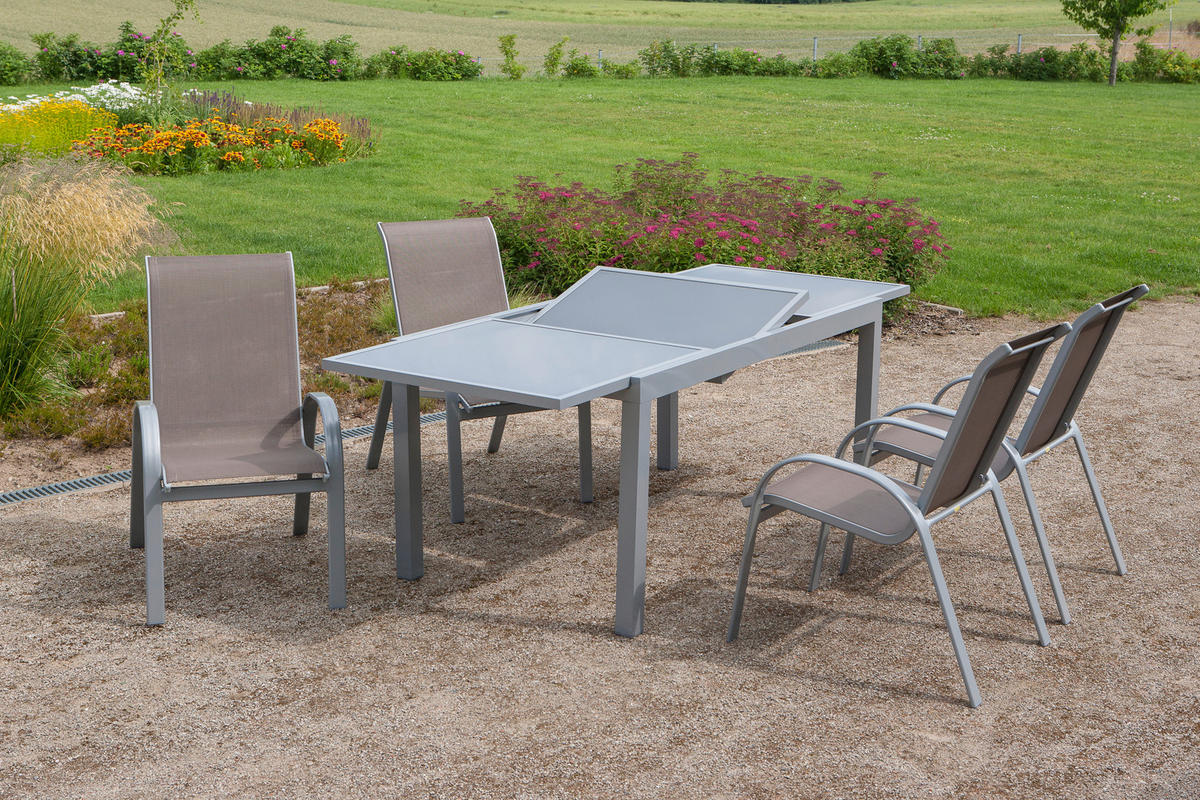 GARTENSET Aluminium  - Taupe/Silberfarben, MODERN, Textil/Metall - Gardenson