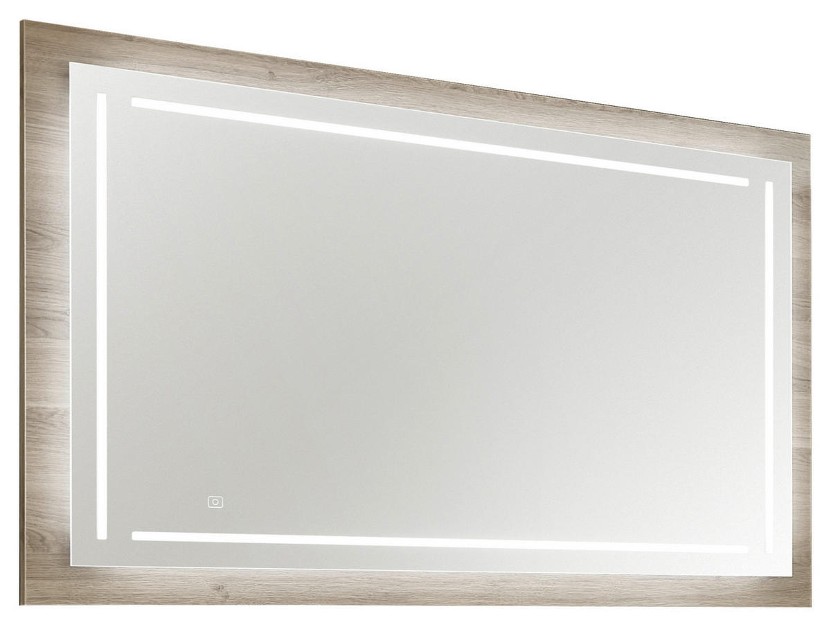 BADEZIMMERSPIEGEL 120/74/3,9 cm  - Eichefarben, Design, Glas/Holzwerkstoff (120/74/3,9cm) - Novel