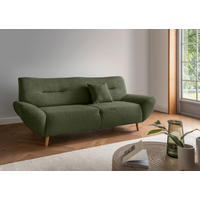 3-SITZER-SOFA Bouclé Waldgrün  - Waldgrün/Wildeiche, KONVENTIONELL, Holz/Textil (205/81/90cm) - MID.YOU