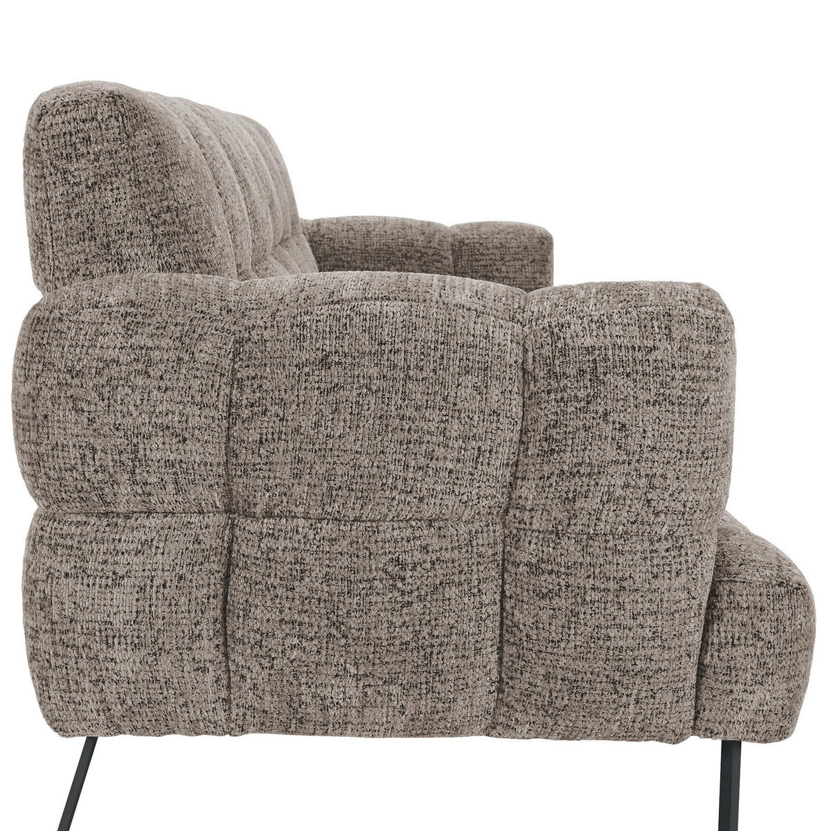 SITZBANK 176/91/78 cm Chenille Graubraun Metall  - Graubraun/Schwarz, Design, Textil/Metall (176/91/78cm) - Novel