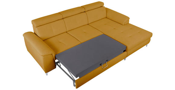 ECKSOFA in Flachgewebe Senfgelb  - Chromfarben/Senfgelb, KONVENTIONELL, Textil/Metall (268/175cm) - Carryhome