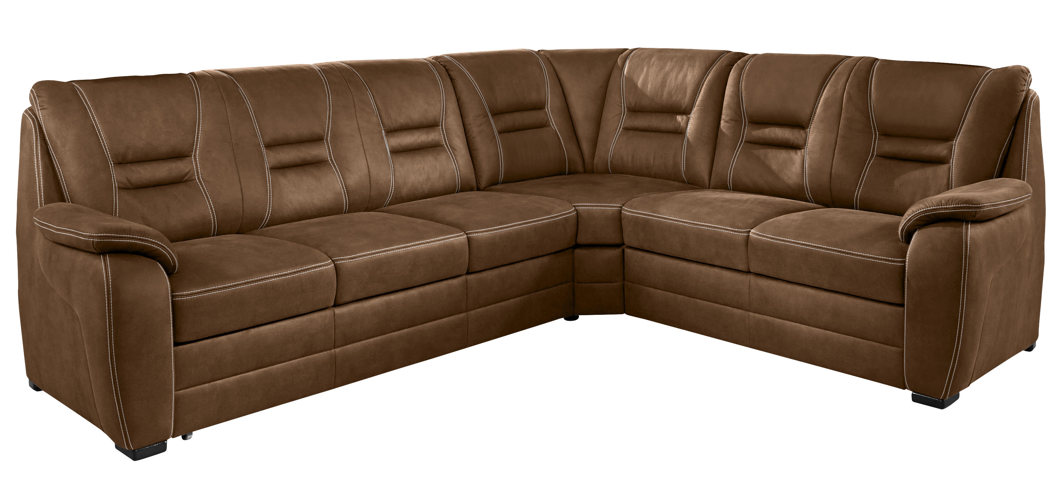ECKSOFA in Lederlook Dunkelbraun  286/234 cm  - Dunkelbraun/Beige, KONVENTIONELL, Holz/Textil (286/234cm) - Beldomo Comfort