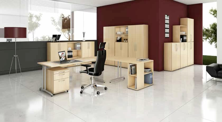 SCHREIBTISCH 160/72/80 cm in Buchefarben - Buchefarben/Silberfarben, KONVENTIONELL, Holzwerkstoff/Metall (160/72/80cm) - Venda