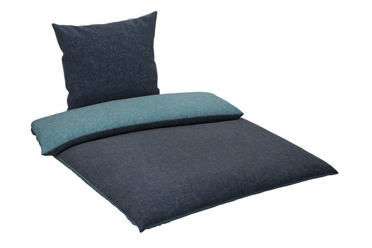 WENDEBETTWÄSCHE 2-teilig Flanell 135/200 cm  - Blau, Basics, Textil (135/200cm) - Novel