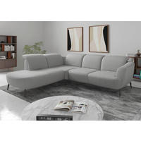 ECKSOFA in Flachgewebe Hellgrau  267/300 cm  - Hellgrau/Schwarz, KONVENTIONELL, Textil/Metall (267/300cm) - Sit & More
