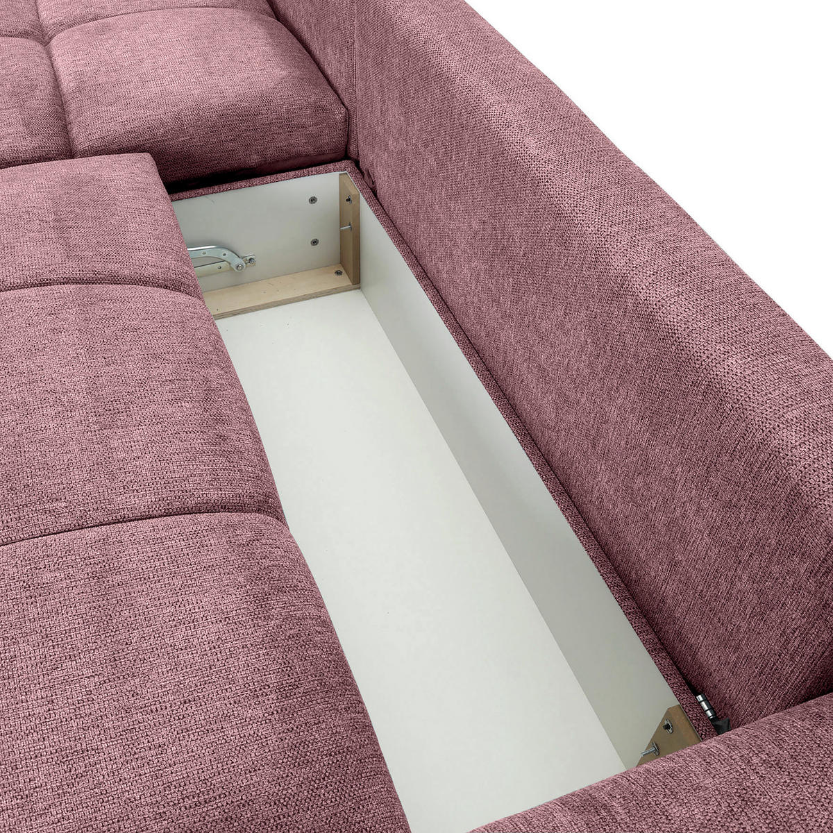 ECKSOFA Altrosa Flachgewebe  - Schwarz/Altrosa, KONVENTIONELL, Textil/Metall (180/295cm) - Carryhome