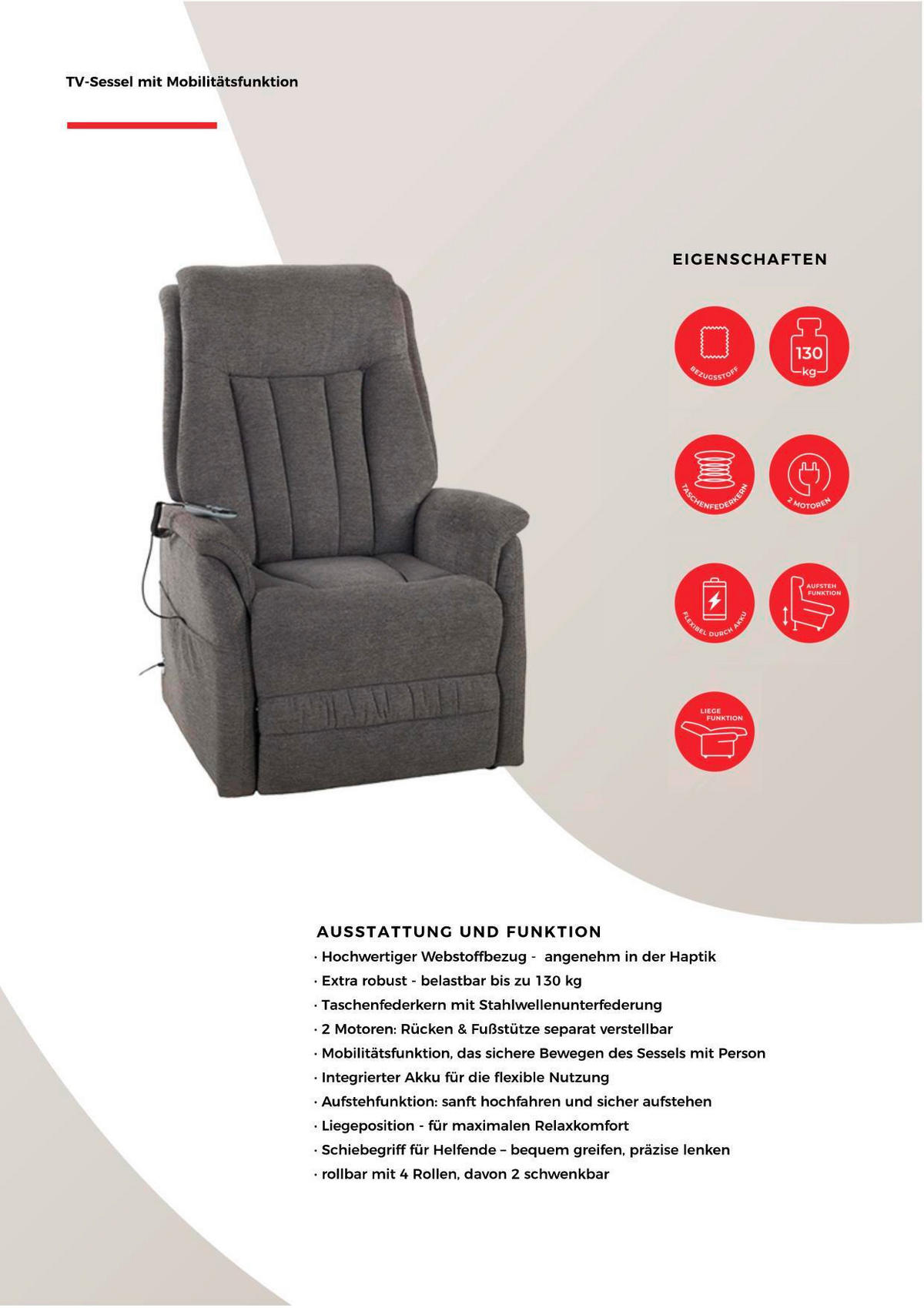FERNSEHSESSEL  mit Aufstehhilfe Webstoff Dunkelgrau  - Dunkelgrau/Schwarz, KONVENTIONELL, Textil (77/115/90cm) - Cantus