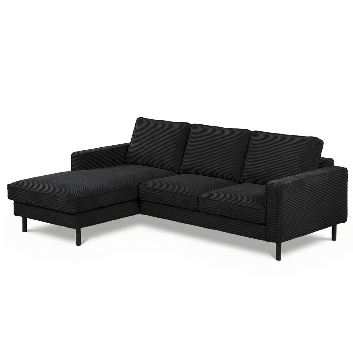 ECKSOFA  in Cord Schwarz  - Schwarz, Design, Textil/Metall (166/238cm) - Livetastic