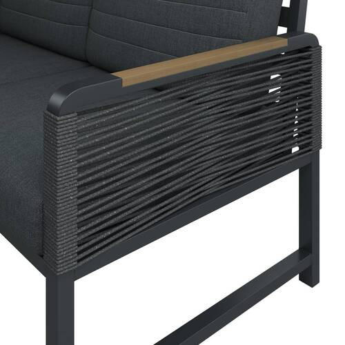 LOUNGEGARNITUR 192/195 cm Aluminium  - Dunkelgrau/Naturfarben, MODERN, Kunststoff/Textil (192/195cm) - Ambia Garden