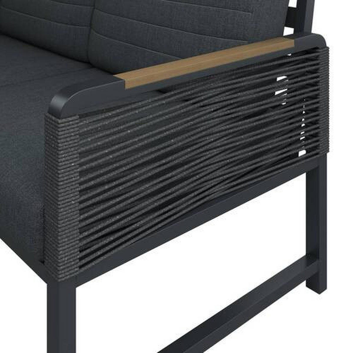 LOUNGEGARNITUR 192/195 cm Aluminium  - Dunkelgrau/Naturfarben, MODERN, Kunststoff/Textil (192/195cm) - Ambia Garden