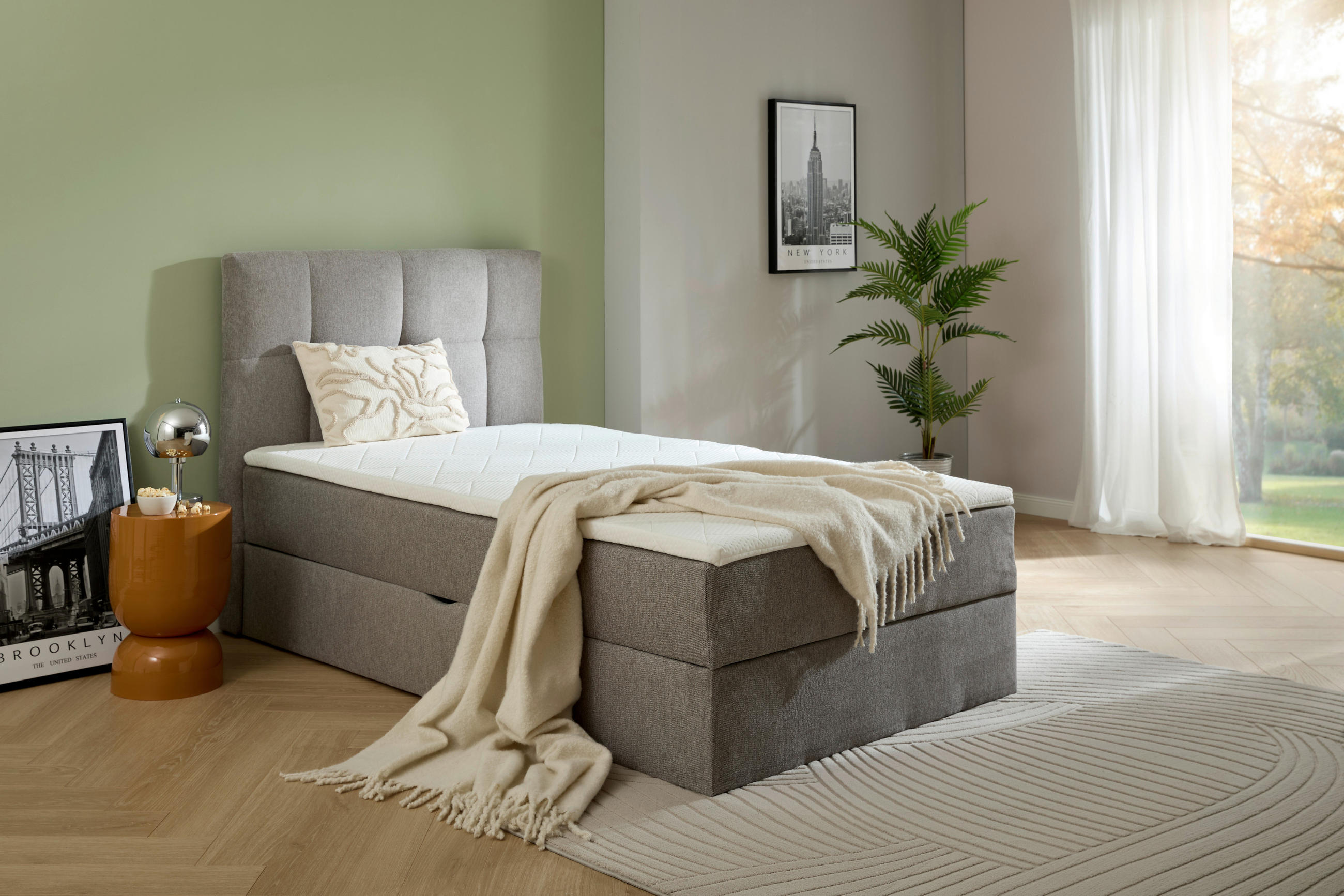 BOXBETT 120/200 cm  in Hellgrau  - Hellgrau, KONVENTIONELL, Textil (120/200cm) - Boxxx