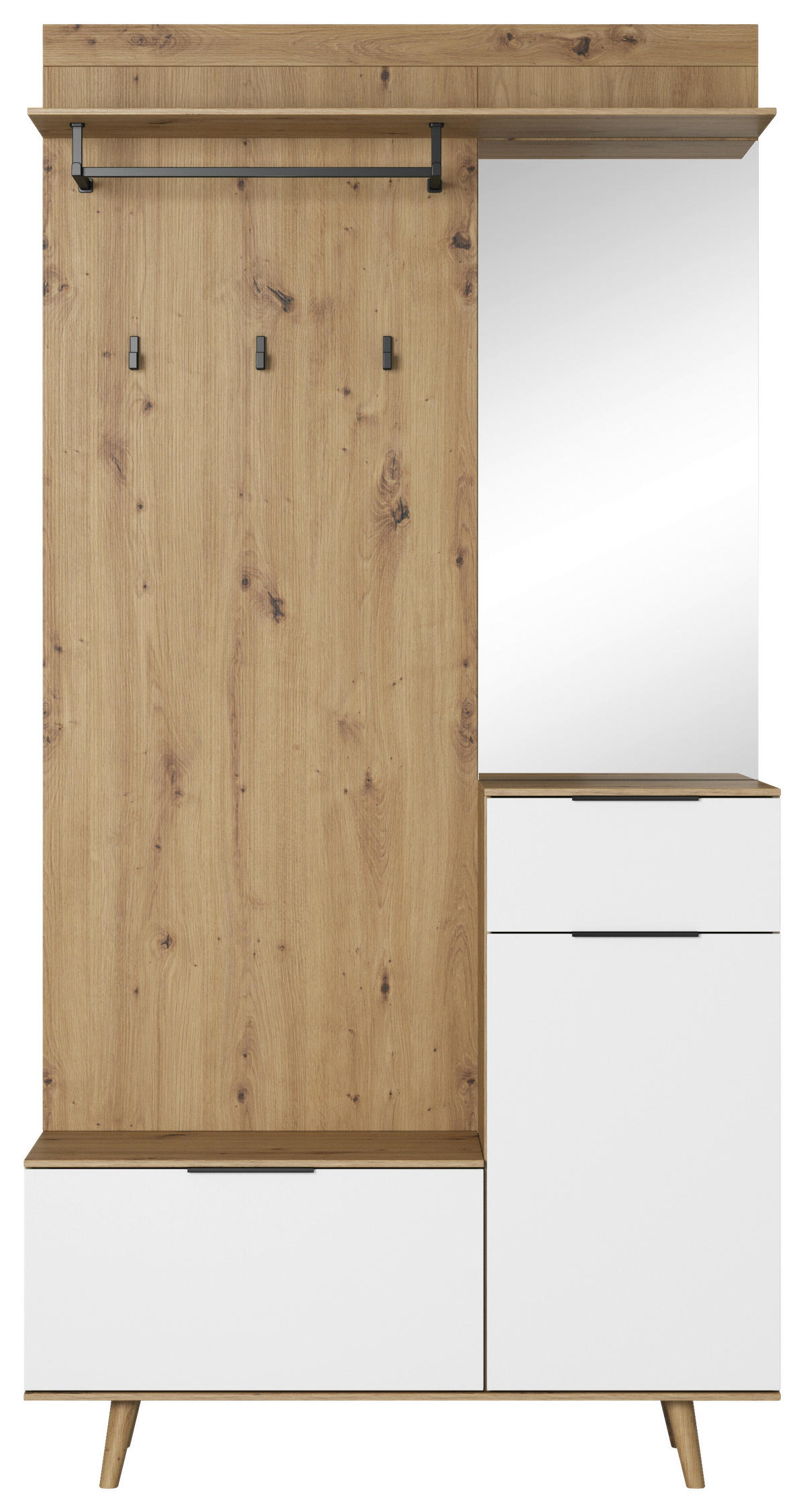 PREDSOBA bela, hrast artisan - bela/hrast artisan, Design, leseni material (100/202/40cm) - home24