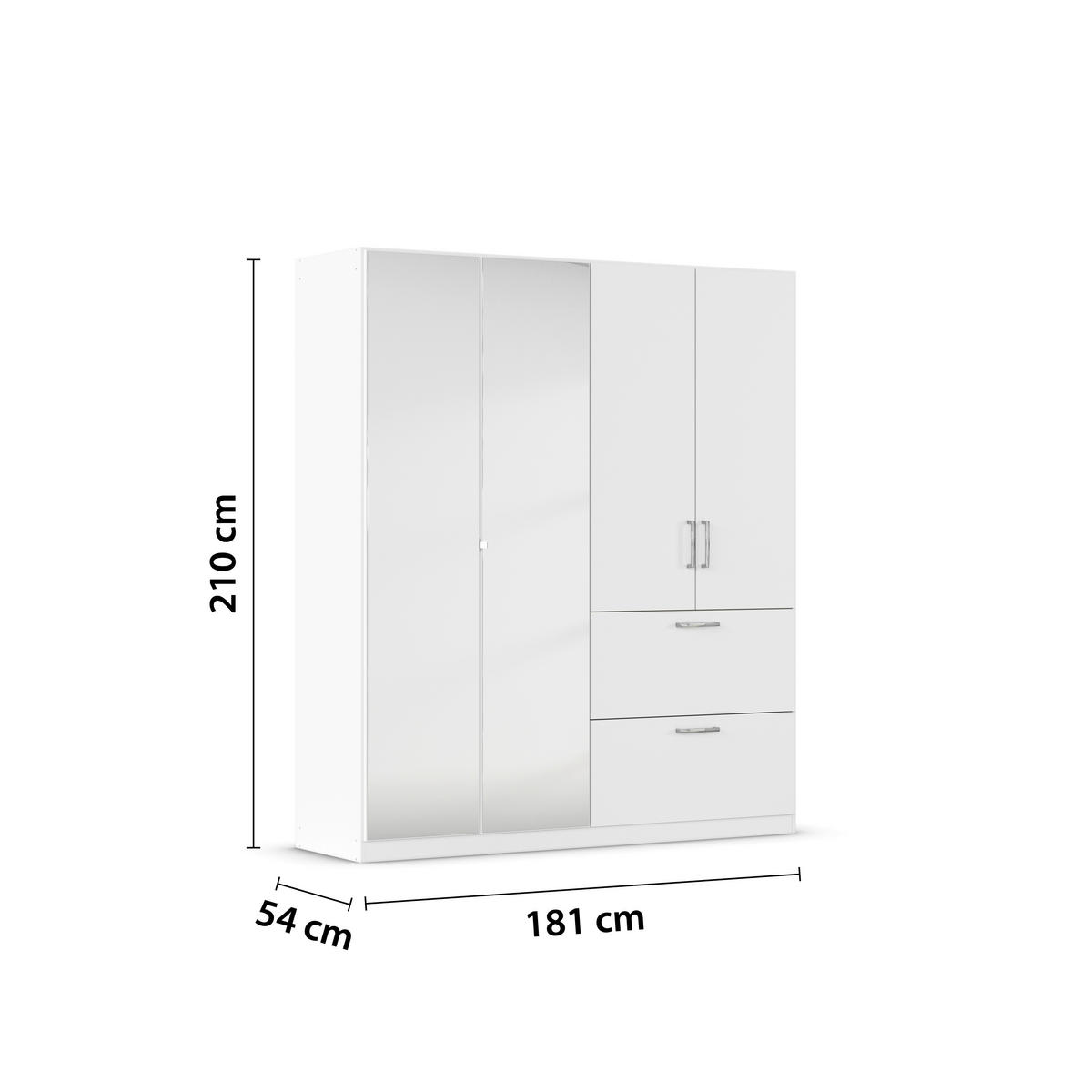 ARMOIRE À PORTES BATTANTES in Weiss  - Chromfarben/Weiss, Modern, Holzwerkstoff/Kunststoff (180/210/54cm) - Rauch Möbel