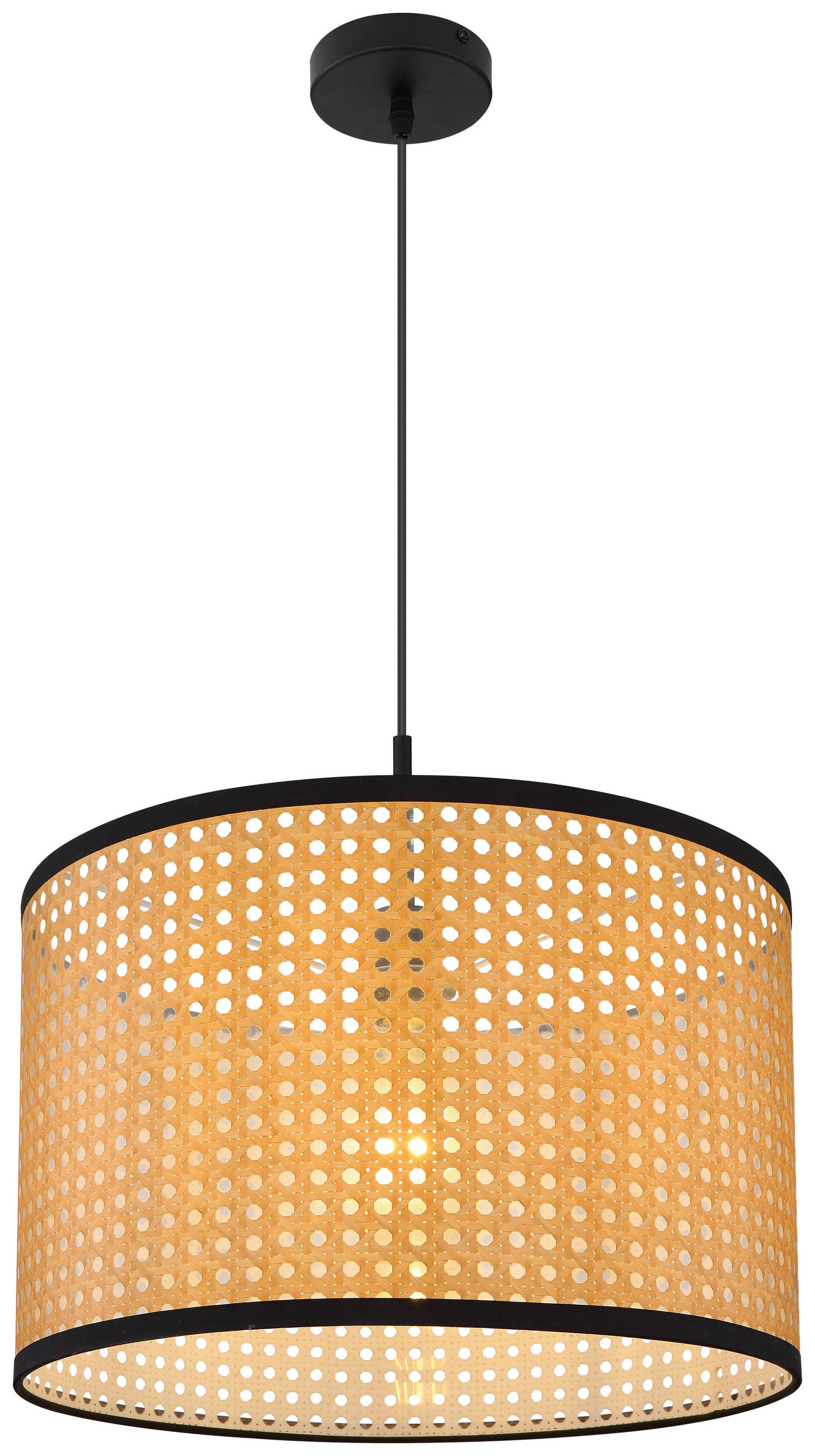 HÄNGELEUCHTE 45/140 cm   - Schwarz/Naturfarben, Natur, Kunststoff/Metall (45/140cm) - Globo