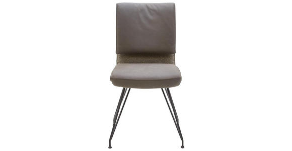STUHL in Textil, Leder Anthrazit, Braun, Beige - Anthrazit/Beige, Design, Leder/Textil (46/91/63cm) - Ambiente