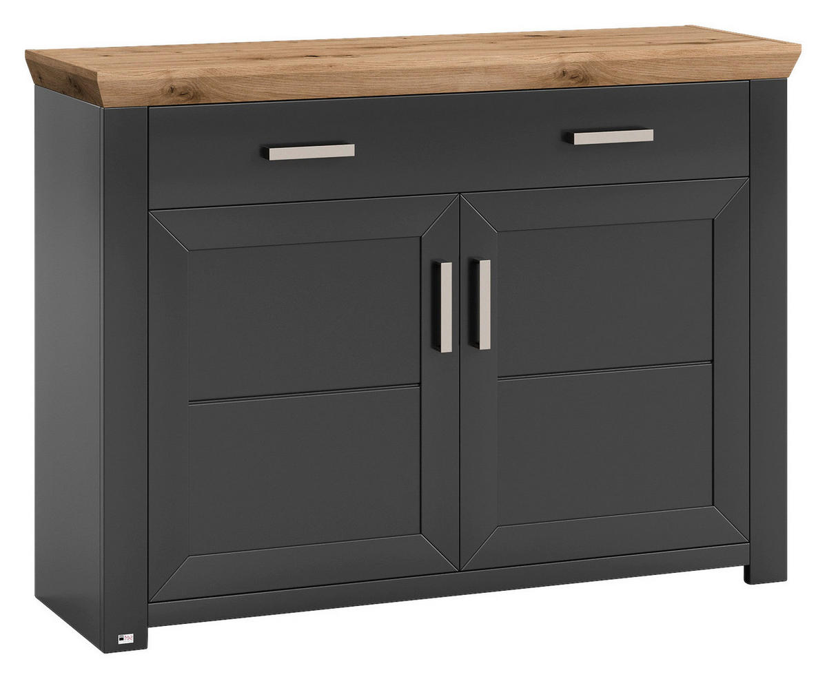 SIDEBOARD  129,3/94,6/44,2 cm 2 Schublade(n)  - Graphitfarben/Eiche Artisan, Design, Holzwerkstoff/Metall (129,3/94,6/44,2cm) - SetOne by Musterring
