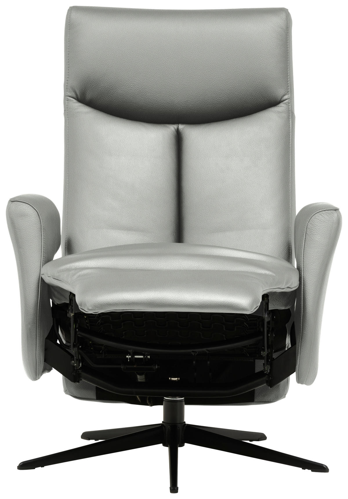 RELAXSESSEL in Leder Grau  - Schwarz/Grau, Design, Leder/Metall (74/105/82cm) - Welnova