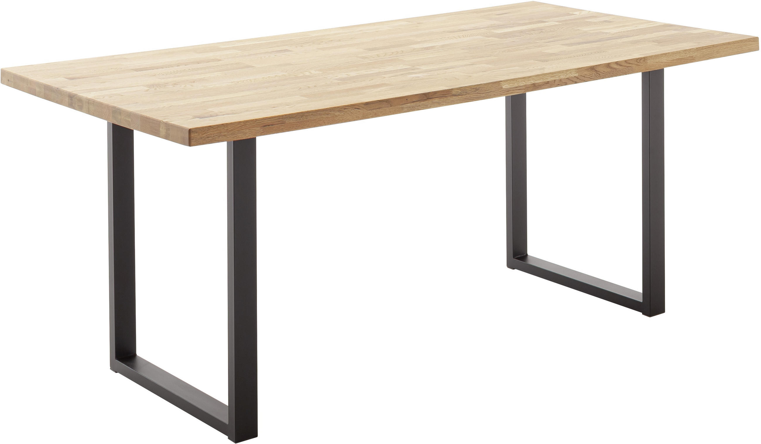 ESSTISCH Eiche massiv rechteckig Schwarz, Wildeiche  - Wildeiche/Schwarz, Natur, Holz/Metall (160/75/75cm) - Carryhome