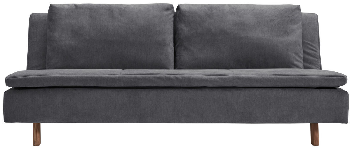 SCHLAFSOFA Flachgewebe Dunkelgrau  - Eichefarben/Dunkelgrau, KONVENTIONELL, Holz/Textil (205/85/98cm) - Carryhome