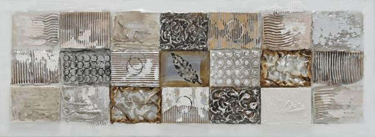 ÖLGEMÄLDE Abstraktes, Strukturen 150/55 cm  - Silberfarben/Braun, Design, Holz/Textil (150/55cm) - Monee