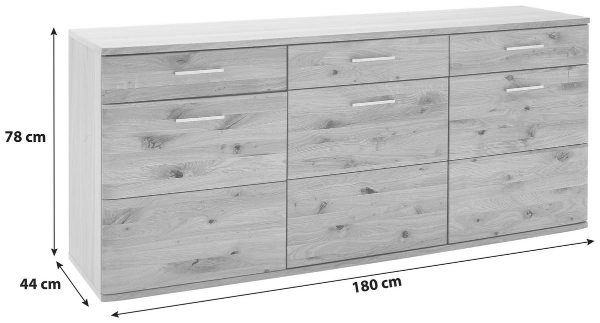 ŠIROKÁ KOMODA, sukový dub, farba duba, 180/78/44 cm - čierna/farba duba, Design, kov/drevo (180/78/44cm) - Livetastic