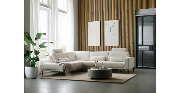 ECKSOFA Dieter Knoll Beige Chenille  - Beige/Schwarz, Design, Textil/Metall (254/303cm) - Dieter Knoll