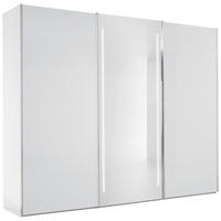 SCHWEBETÜRENSCHRANK 300/236/67 cm 3-türig Weiß  - Chromfarben/Weiß, Design, Glas/Holzwerkstoff (300/236/67cm) - Dieter Knoll