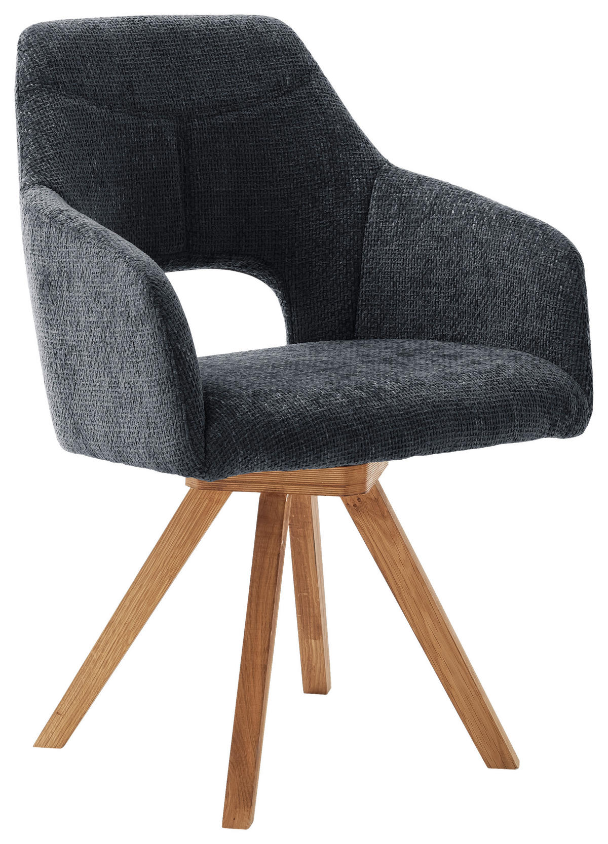 ARMLEHNSTUHL Mikrofaser  - Wildeiche/Schwarz, Design, Holz/Textil (57/84/57cm) - Voleo