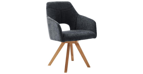 ARMLEHNSTUHL in Holz, Textil Schwarz, Wildeiche  - Wildeiche/Schwarz, Design, Holz/Textil (57/84/57cm) - Voleo