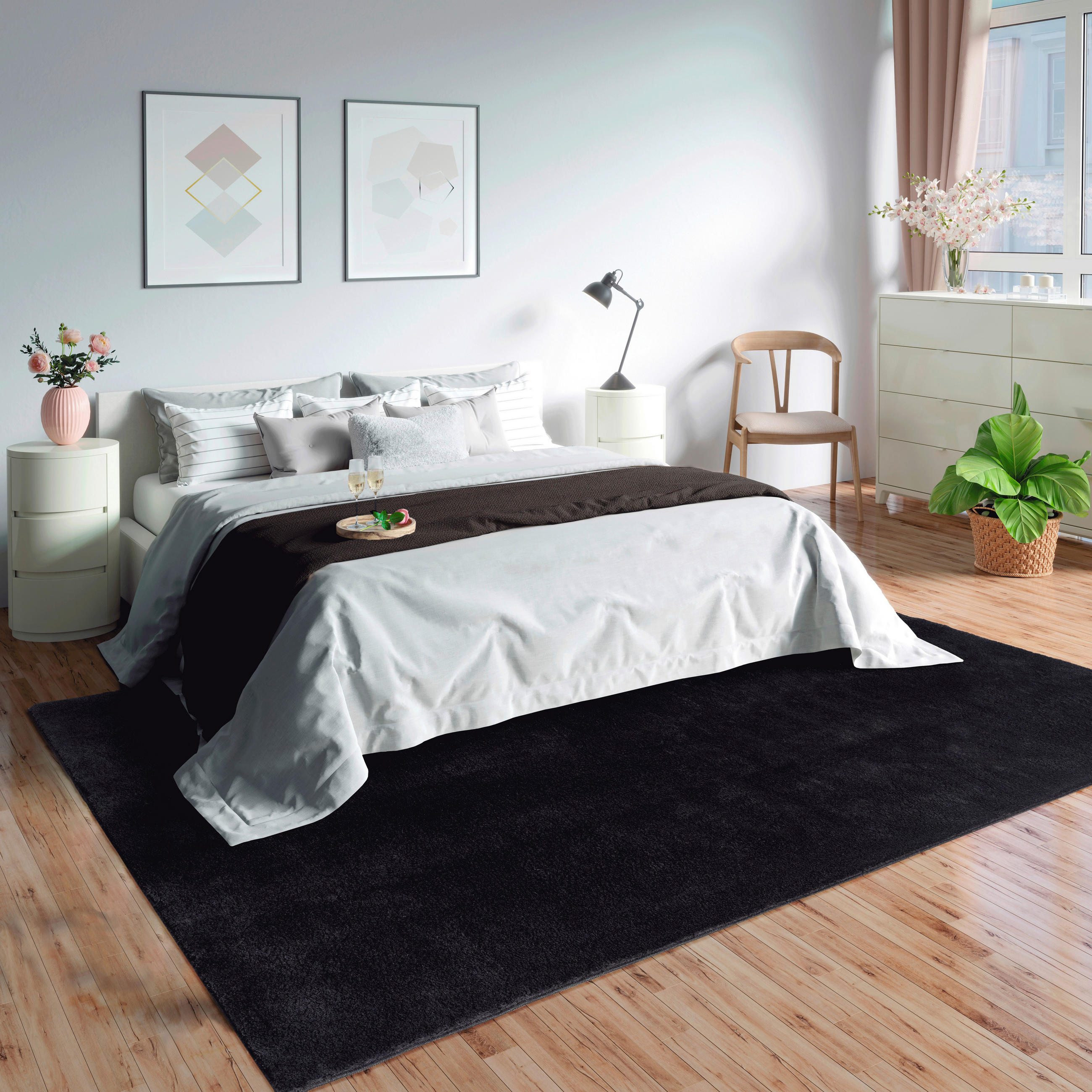 FELLTEPPICH 60/110 cm Loft Schwarz  - Schwarz, KONVENTIONELL, Textil (60/110cm) - Novel