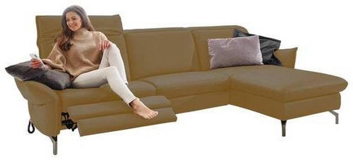 ECKSOFA in Lederlook (vegan) Olivgrün  - Olivgrün/Nickelfarben, Modern, Textil/Metall (233/179cm) - Livetastic